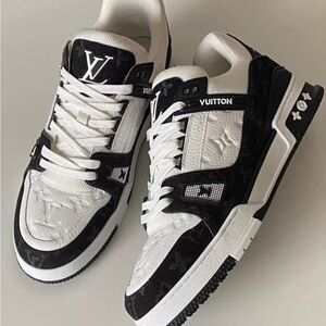 Louis Vuitton Black and White LV Trainer Sneakers